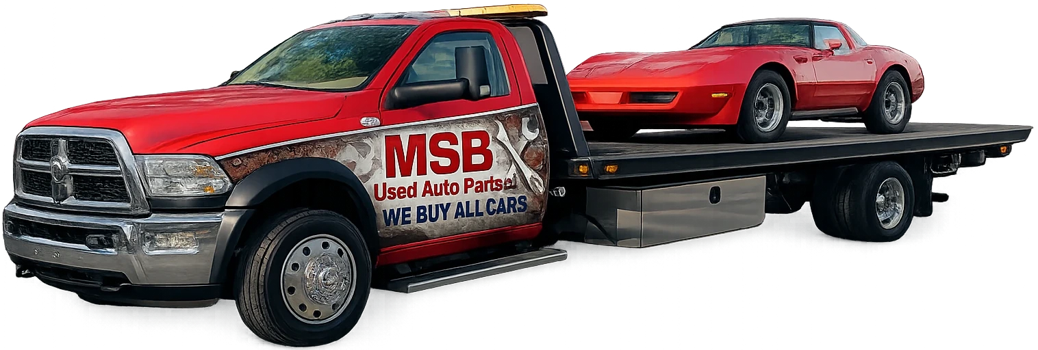 MSB tow truck hauling a vehicle